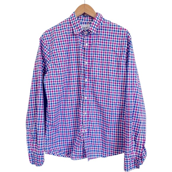 Frank & Eileen Men's Dress Shirt Pink and Blue Check Paul Size M - Picture 1 of 11